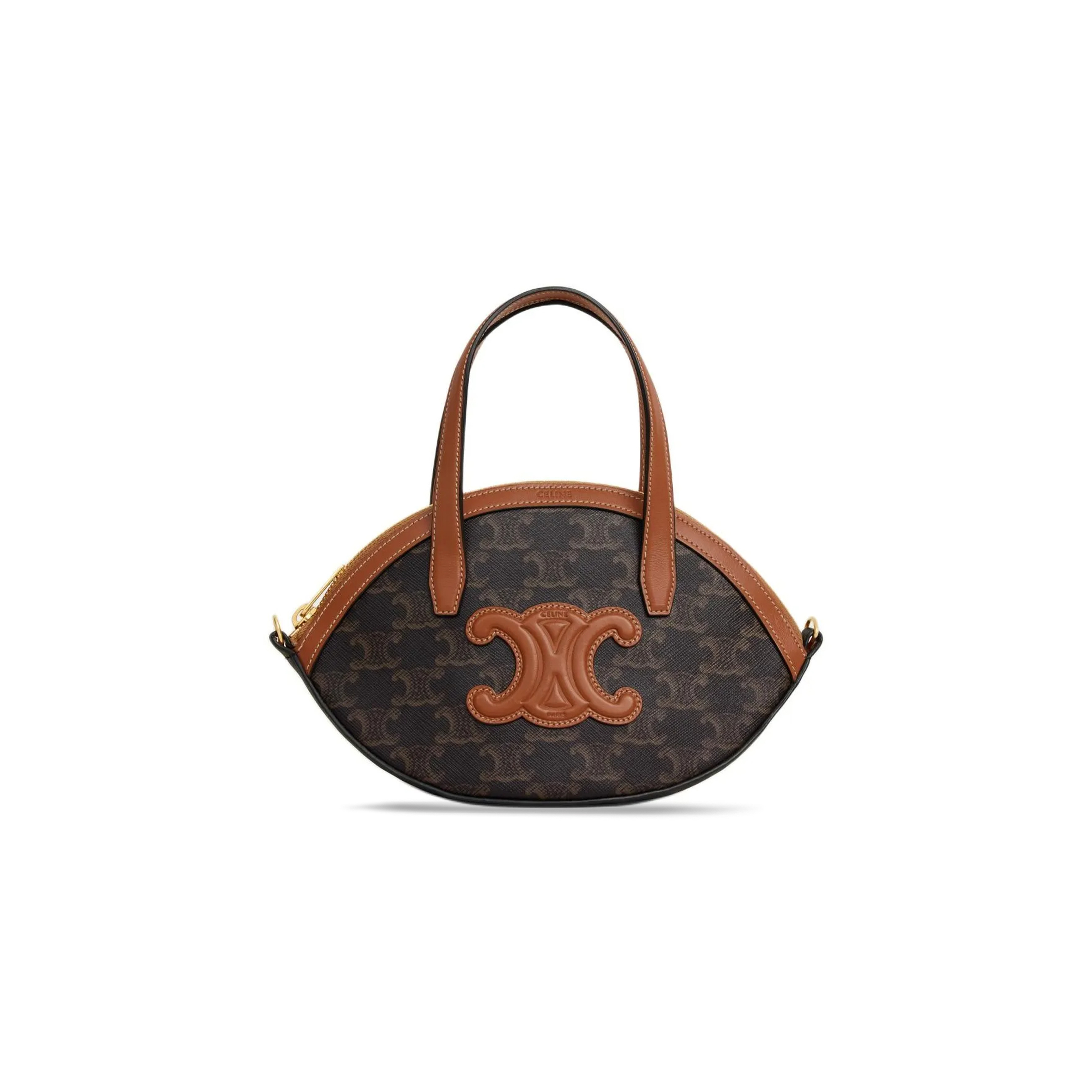 CELINE SHOULDER BAG TRIOMPHE IN TRIOMPHE CANVAS AND LAMBSKIN 122262BZJ.04LU (24*21*5cm)
